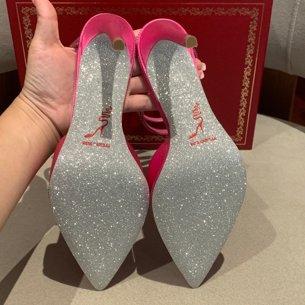 New Authentic Rene Caovilla Satin Crystal Strass Mule - Picture 7 of 9